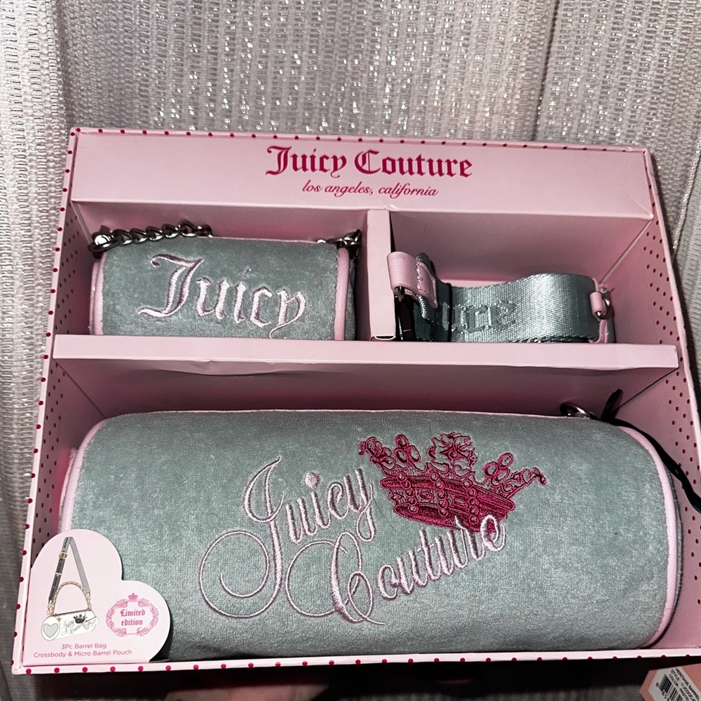 Juicy Couture Pink and Blue/Green Barrel bag box set